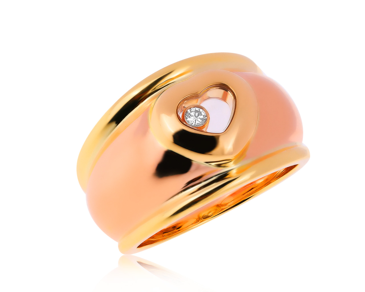 Оригинальное золотое кольцо с бриллиантом 0.04ct Chopard Happy Diamonds
