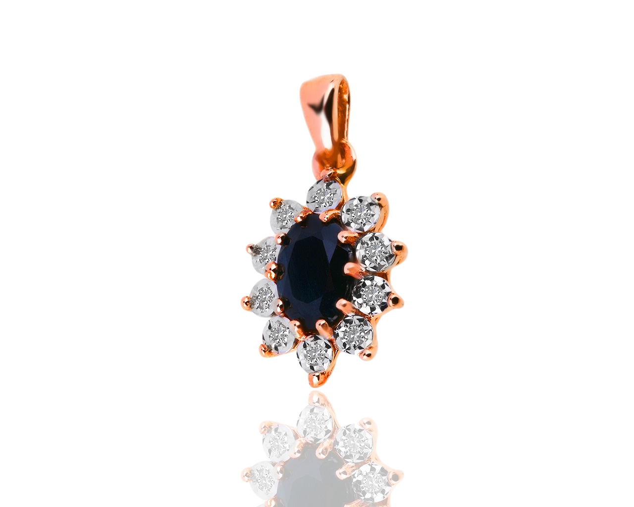 Золотая подвеска с бриллиантами 0.03ct и сапфиром 0.55ct 010519/3
