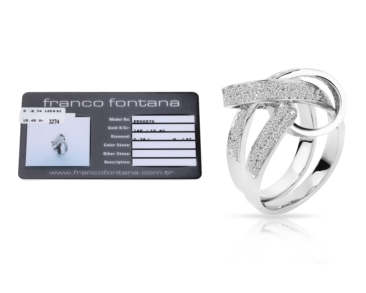 Золотое кольцо с бриллиантами 0.74ct Franco Fontana