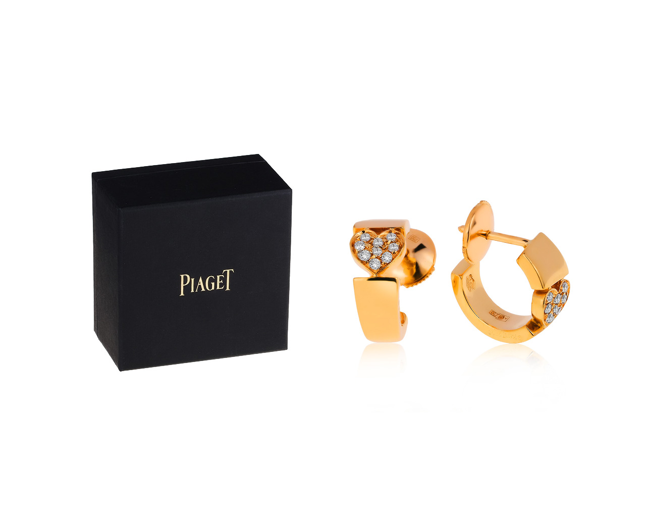 Оригинальные золотые серьги с бриллиантами 0.11ct Piaget
