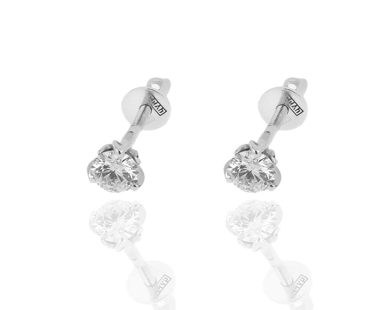 Золотые серьги-пусеты с бриллиантами 0.60ct 070319/17