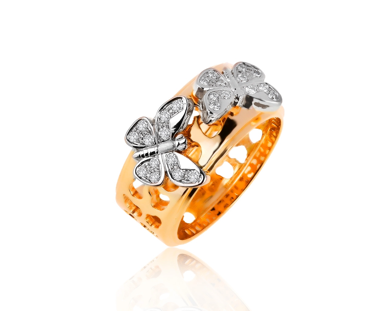 Великолепное золотое кольцо с бриллиантами 0.14ct