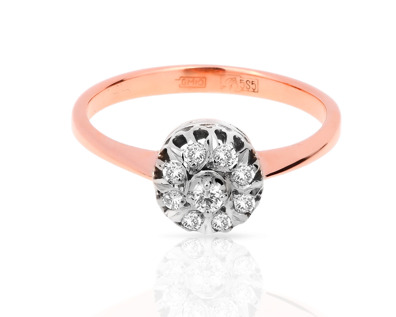 Классическое золотое кольцо с бриллиантами 0.15ct 020318/1