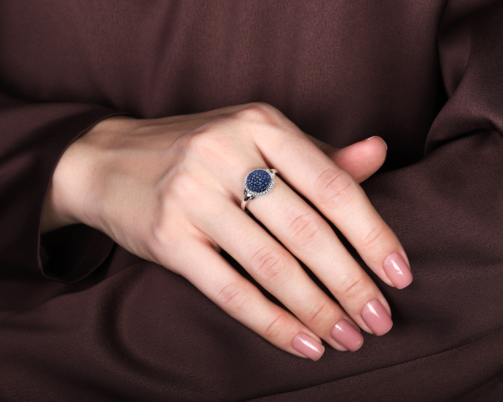 Золотое кольцо с сапфирами 0.46ct и бриллиантами 0.12ct