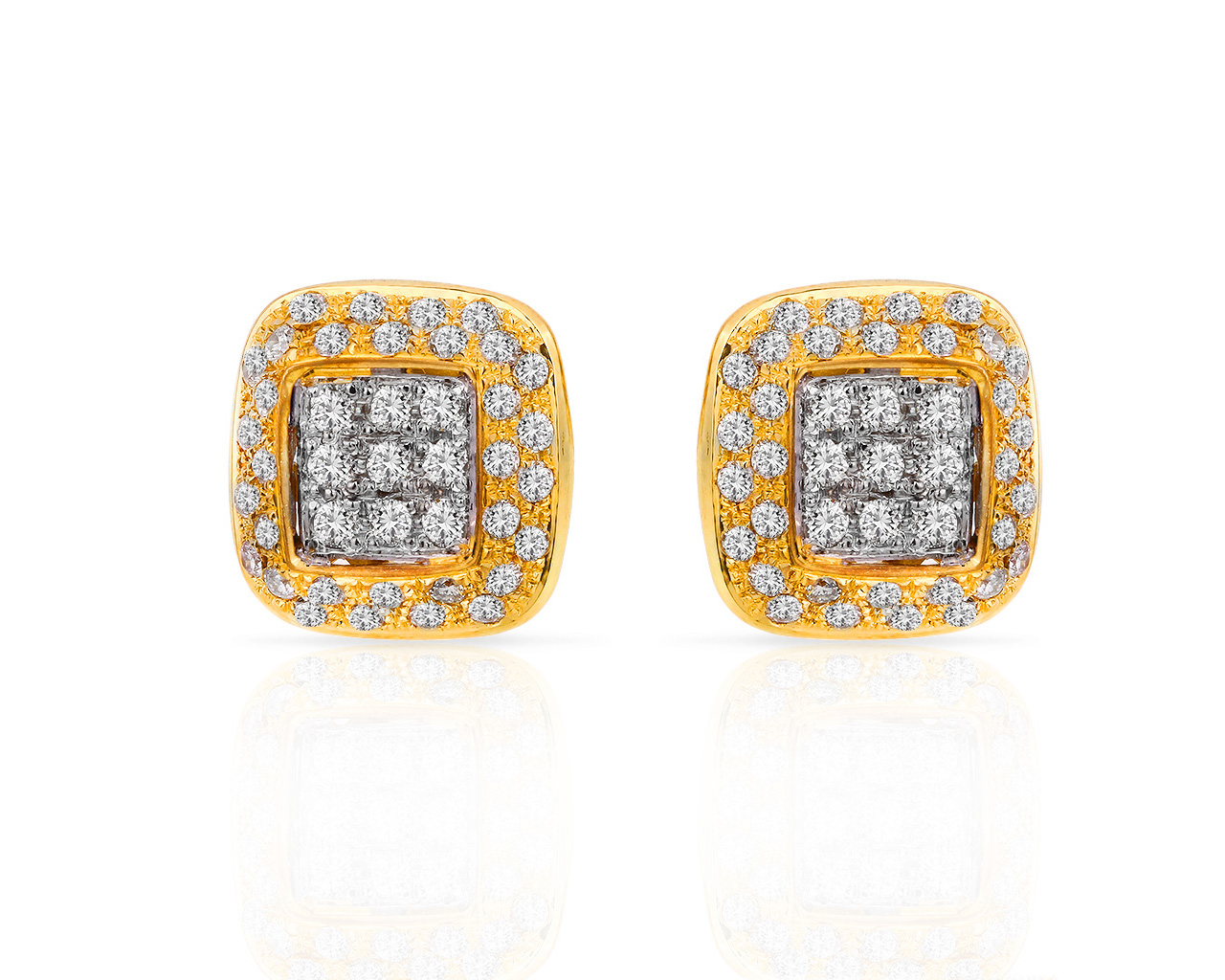 Интересные золотые серьги с бриллиантами 1.01ct 100418/36