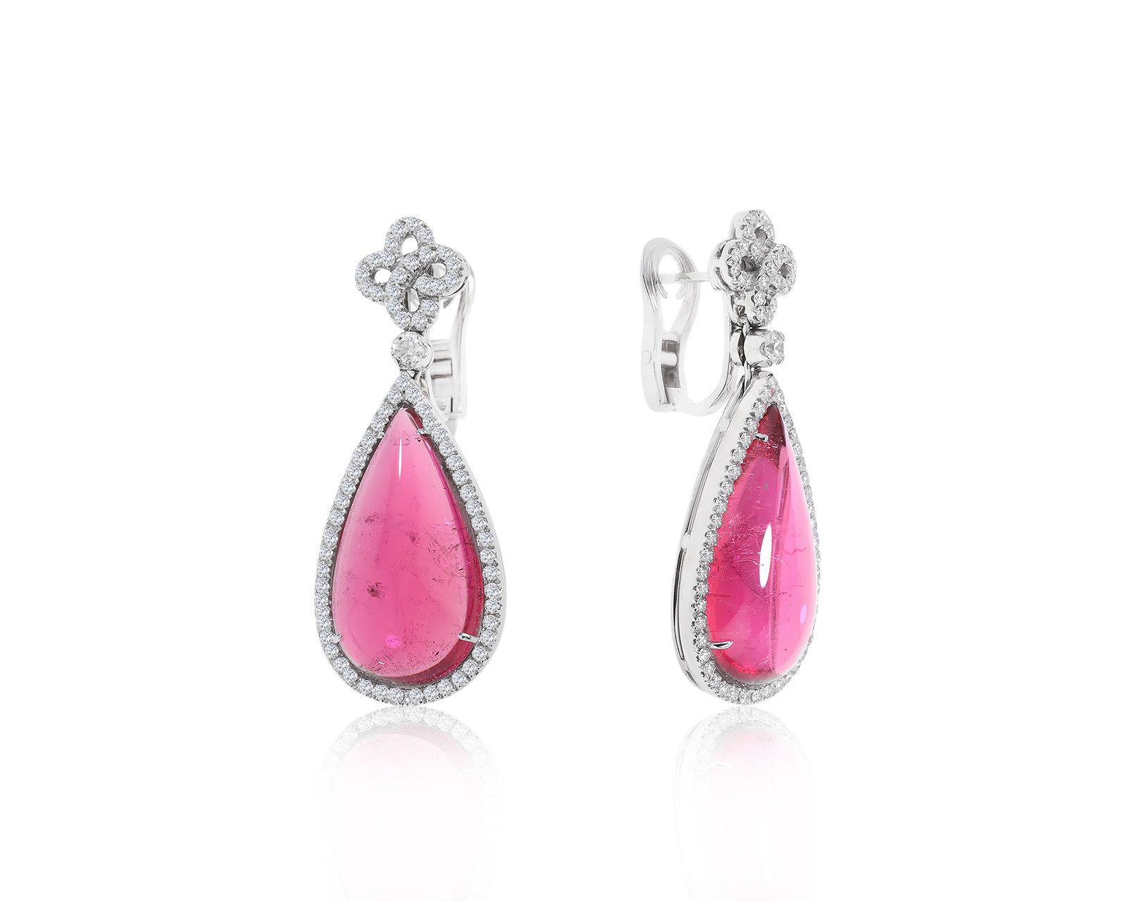 Оригинальные золотые серьги с рубелитами 26.77ct Cluev 090722/3