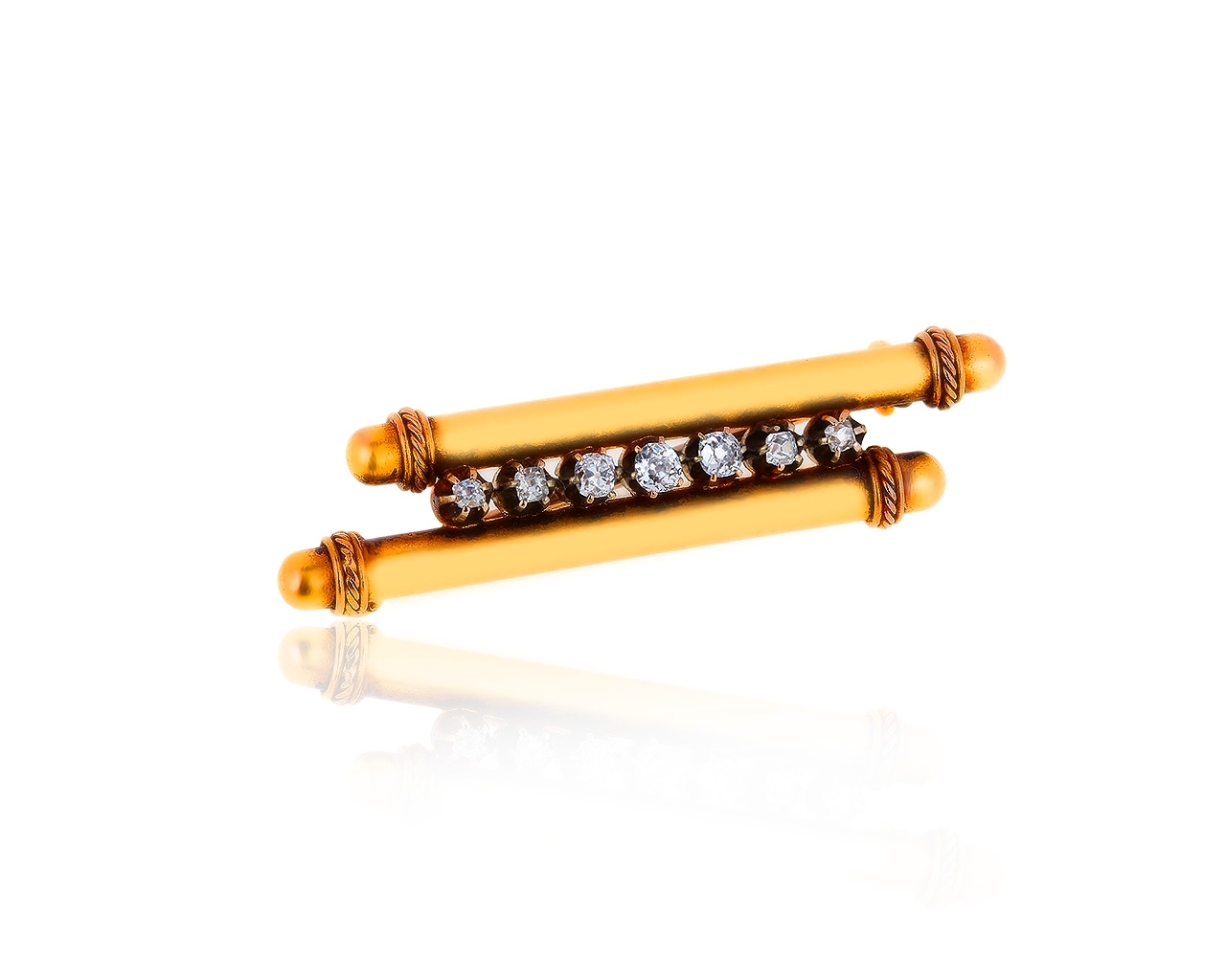 Винтажная золотая брошь с алмазами 0.36ct 031215/3