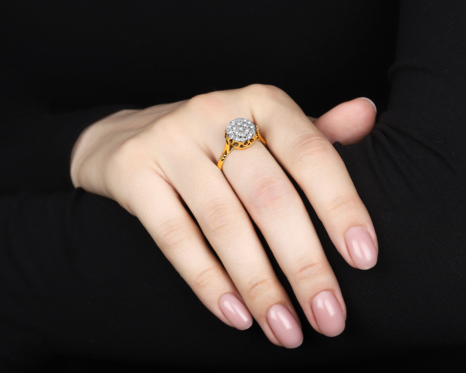 Винтажное золотое кольцо с бриллиантами 0.38ct СССР