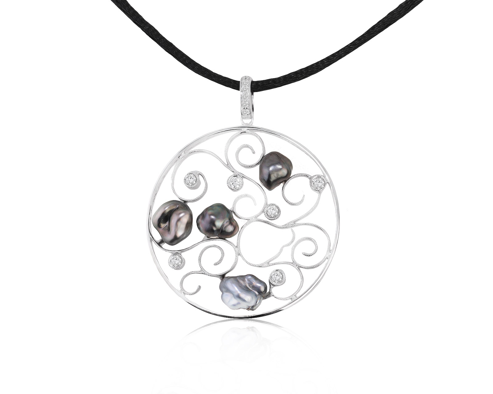 Оригинальный золотой кулон с жемчугом A.Woschank 141021/2