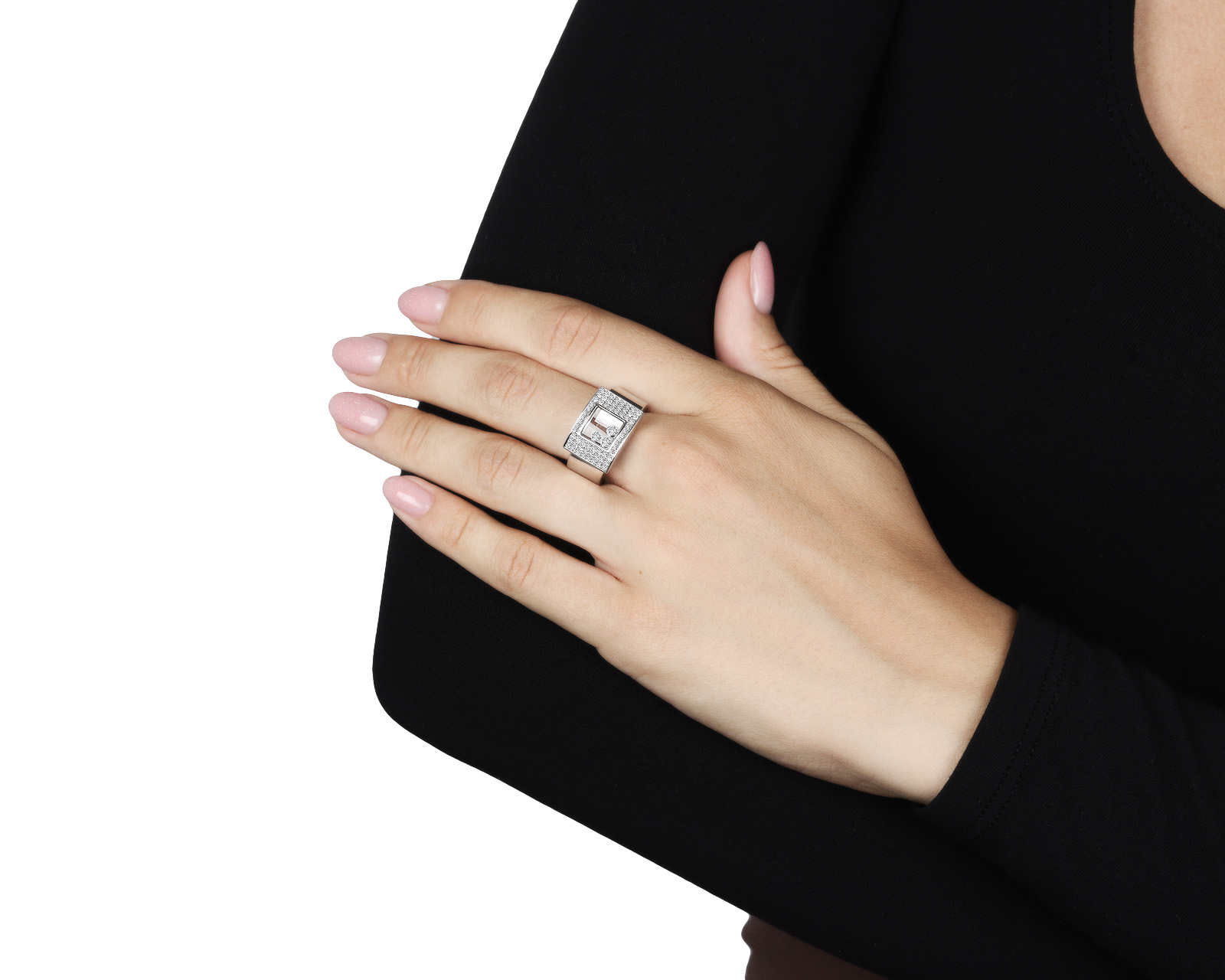 Оригинальное золотое кольцо с бриллиантами 0.72ct Chopard Happy Diamond