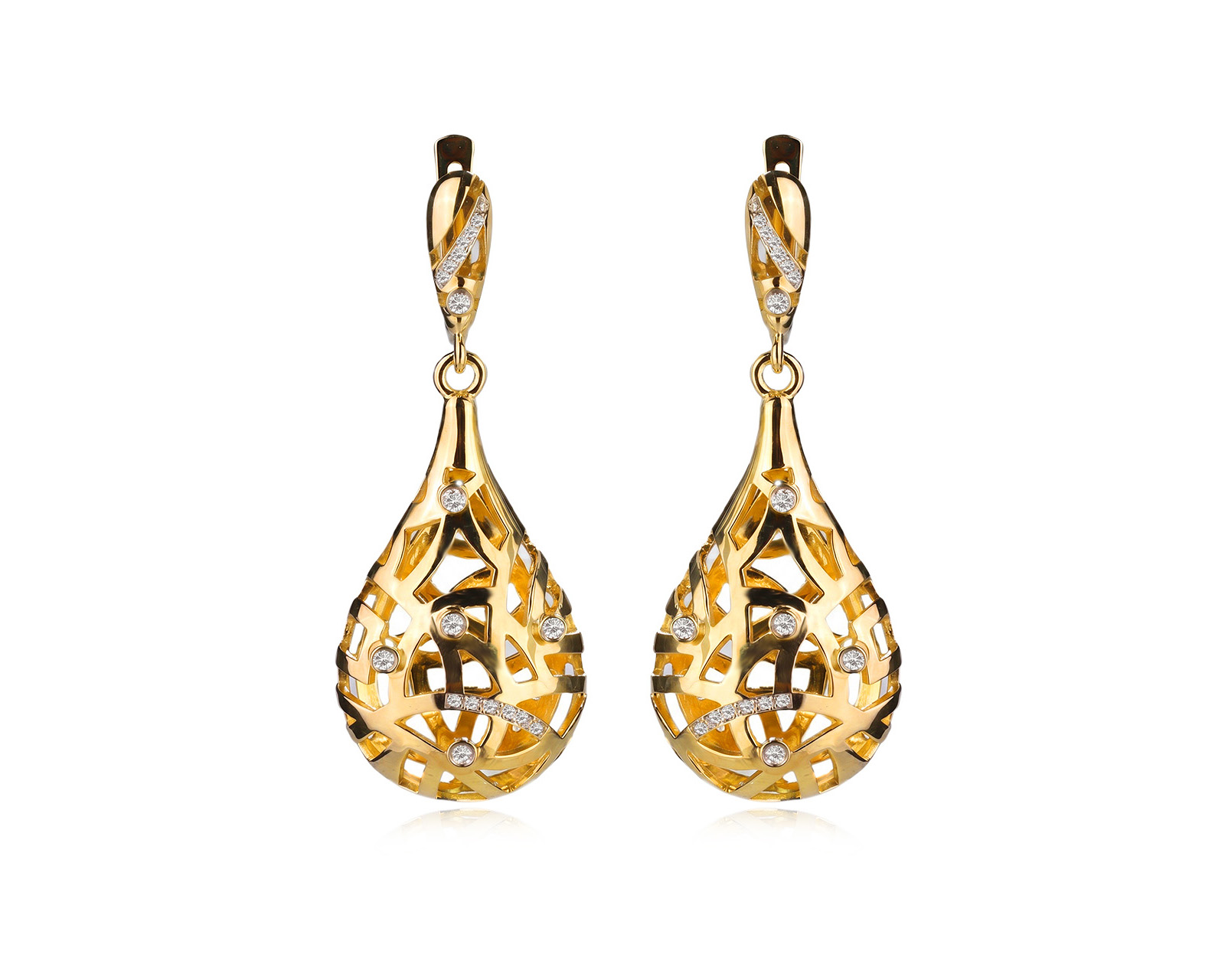 Золотые серьги с бриллиантами 0.27ct 100526/1