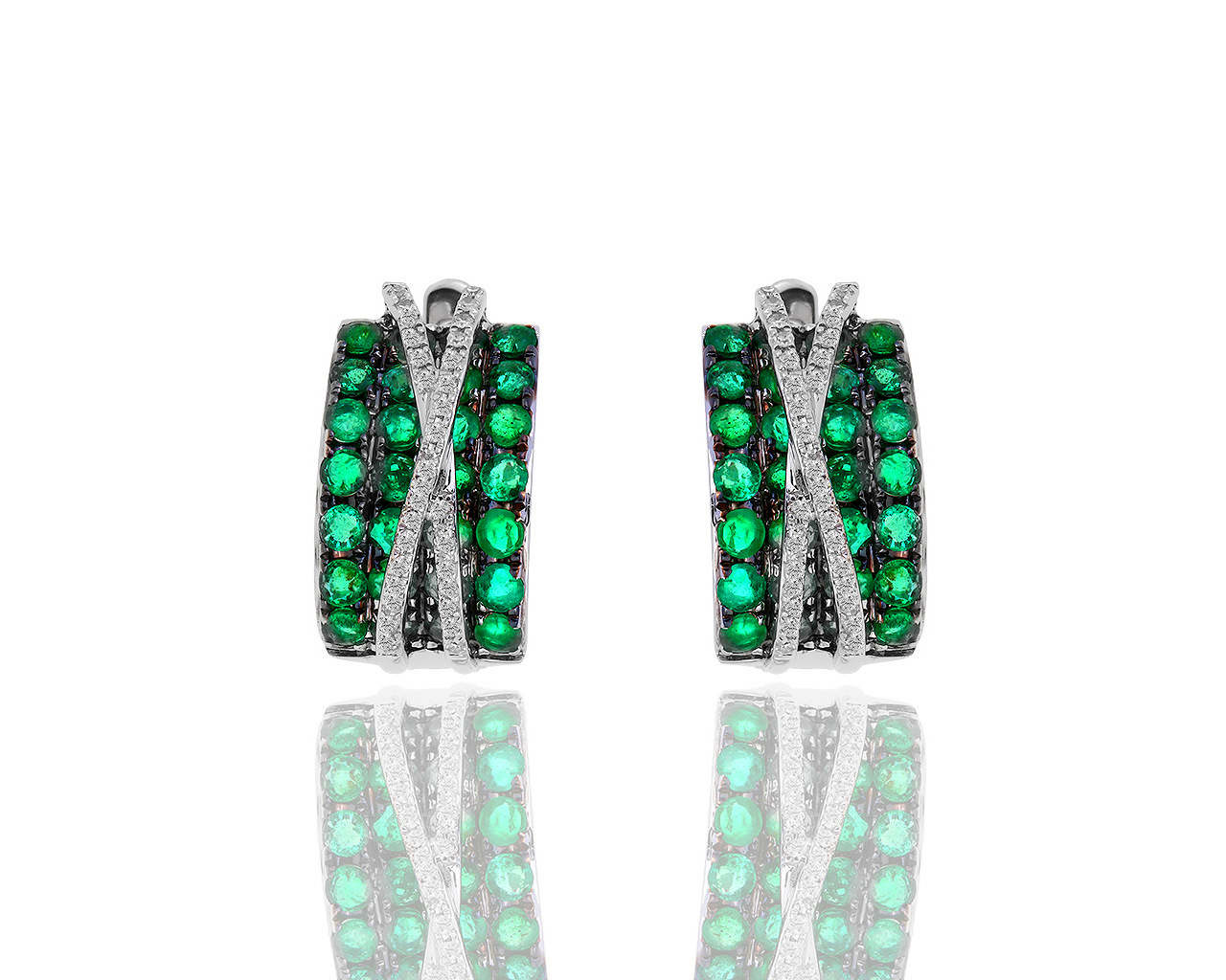 Золотые серьги с изумрудами 1,12ct и бриллиантами 0,18ct 200319/15