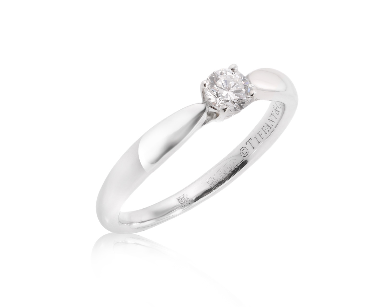 Оригинальное платиновое кольцо с бриллиантом 0.18ct Tiffany&Co 150925/4