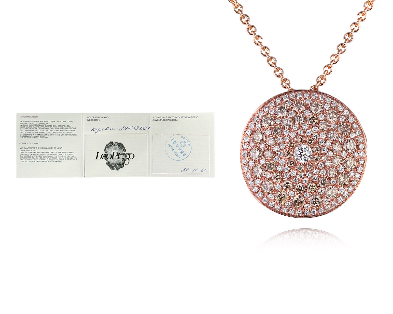 Оригинальное золотое колье с бриллиантами 1.97ct Leo Pizzo