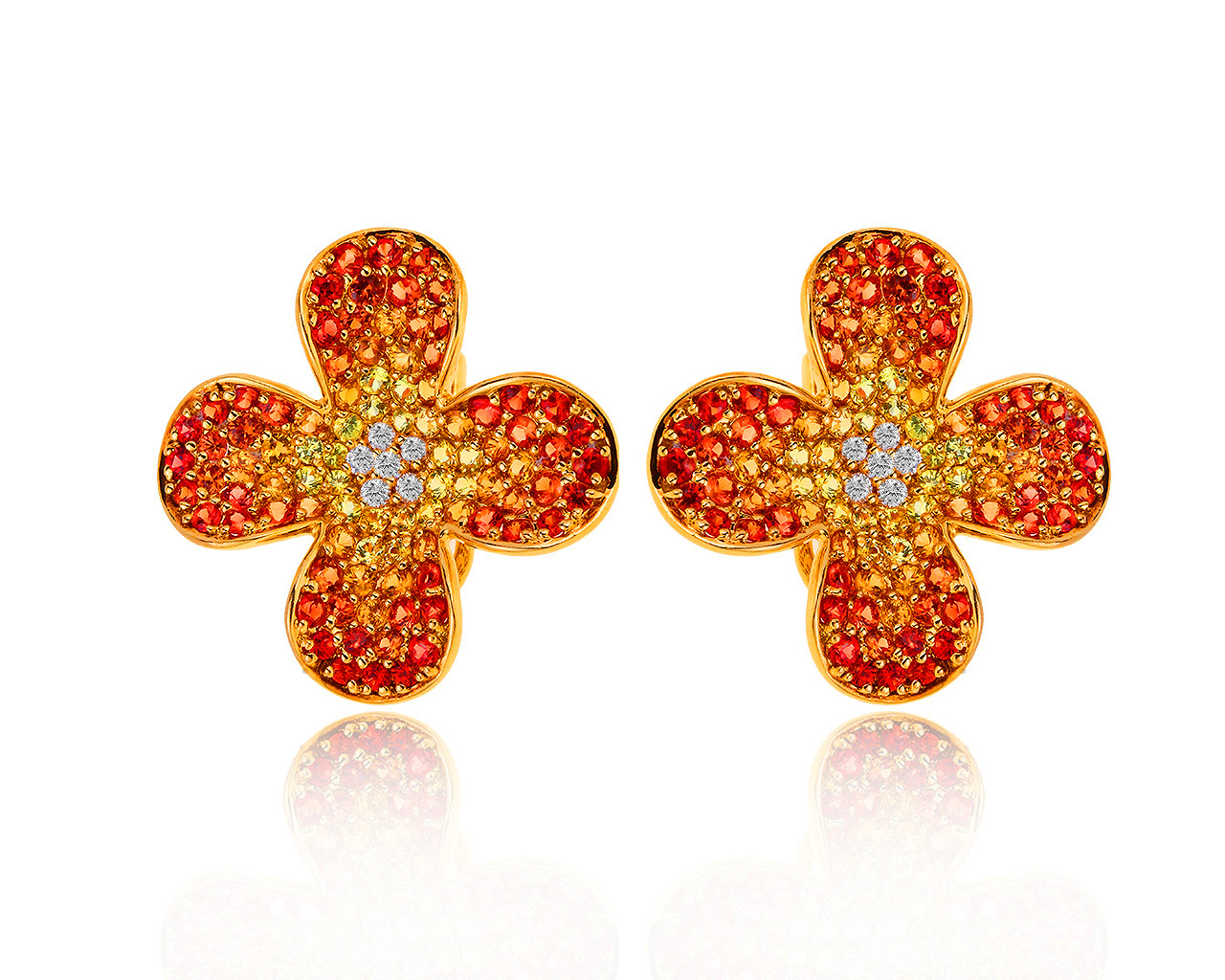 Золотые серьги с бриллиантами 0.22ct и сапфирами 5.04ct 110419/22