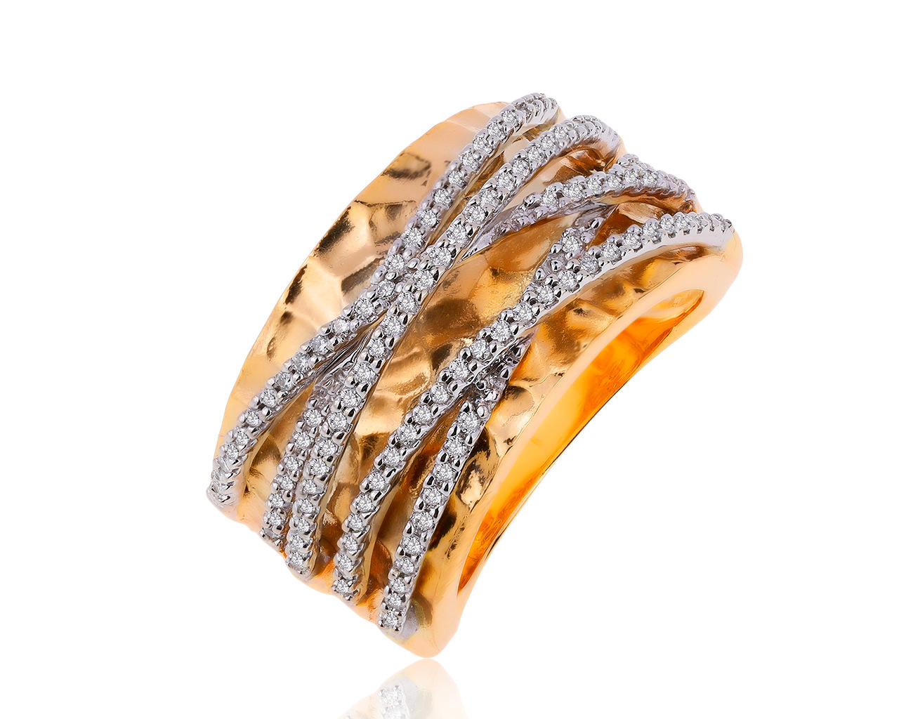 Праздничное золотое кольцо с бриллиантами 0.35ct