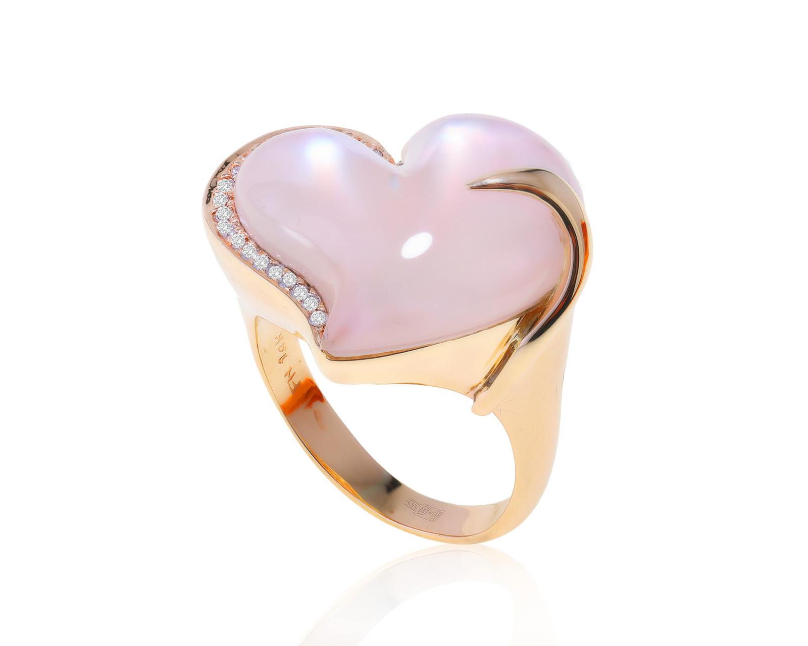 Романтичное золотое кольцо с розовым кварцем 12.00ct 140323/7