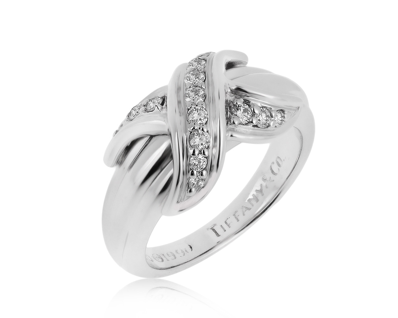 Оригинальное золотое кольцо с бриллиантами 0.15ct Tiffany&Co