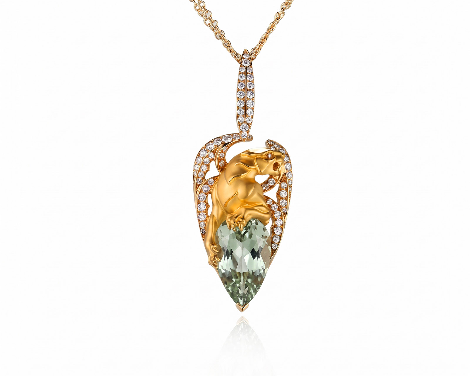 Оригинальное золотое колье с празиолитом 8.50ct Magerit Vitral 180826/7
