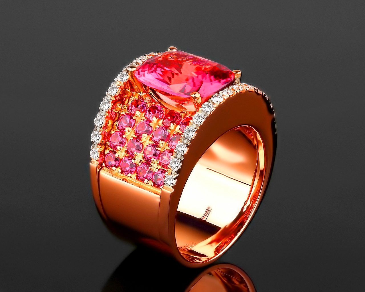 Золотое кольцо с турмалинами и бриллиантами Giovanni Ferraris 220318/6