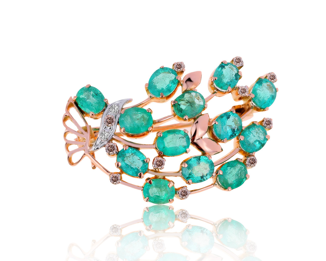 Царская золотая брошь с изумрудами 3.36ct 200620/6