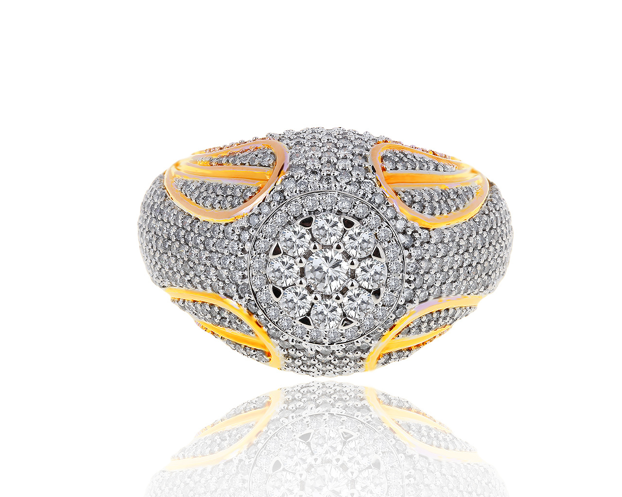 Завораживающее золотое кольцо с бриллиантами 3.79ct