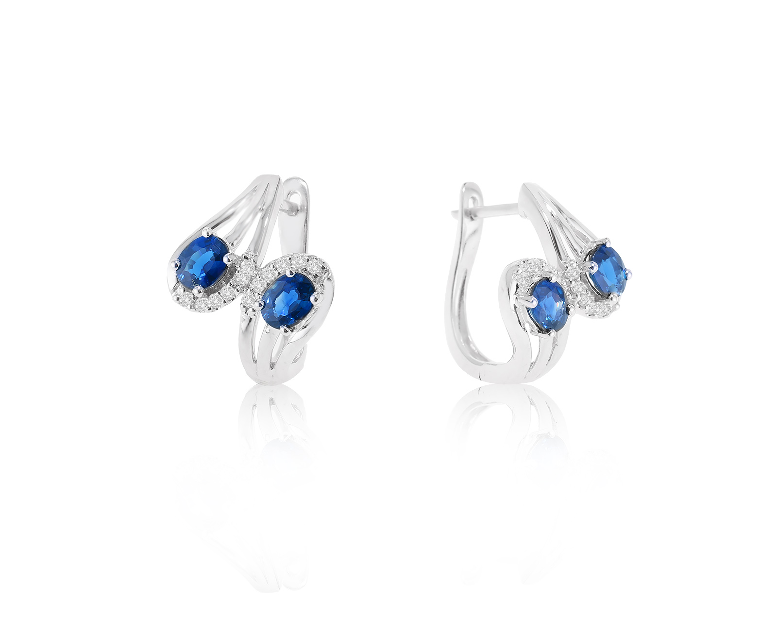 Золотые серьги с сапфирами 1.28ct 040823/3