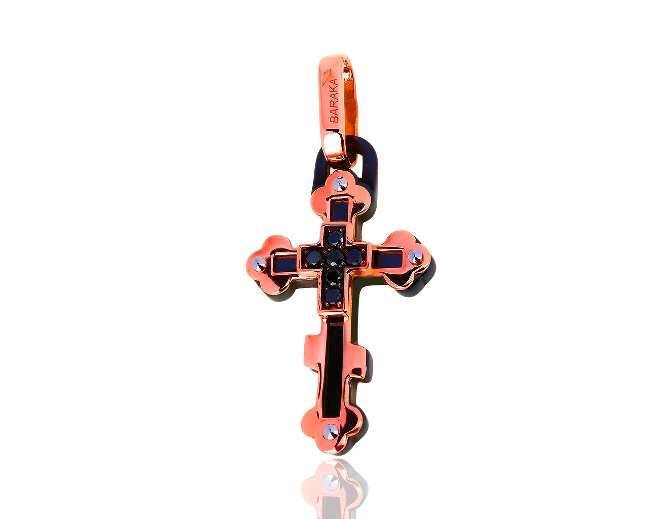 Золотой крест с черными бриллиантами Baraka 140119/6