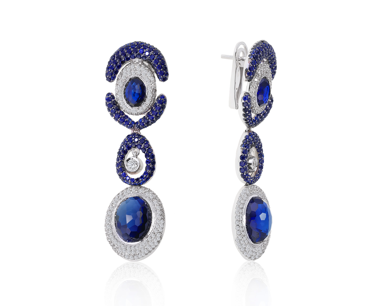 Праздничные золотые серьги с сапфирами 24.50ct 280522/17
