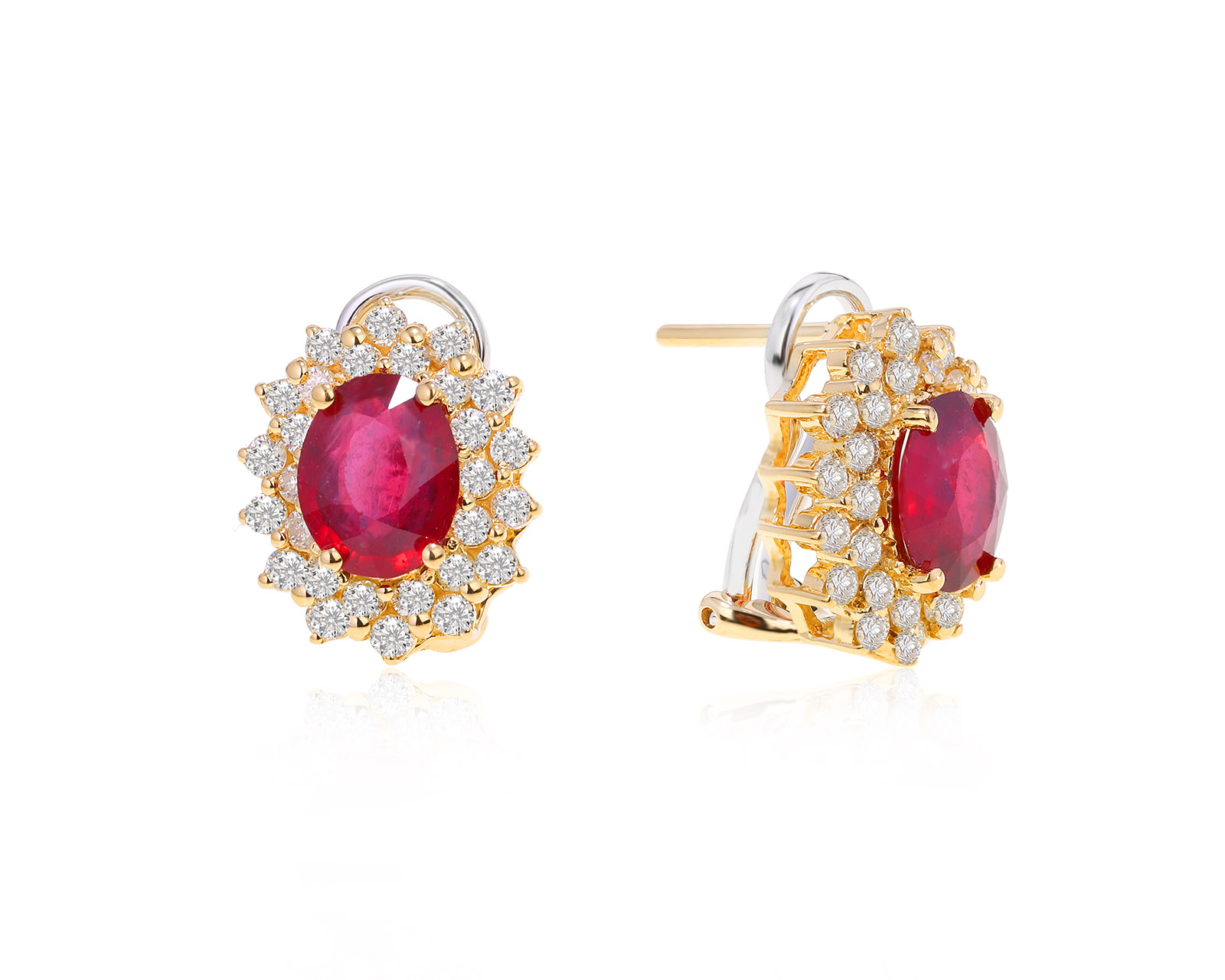 Волшебные золотые серьги с рубинами 3.59ct 291221/8