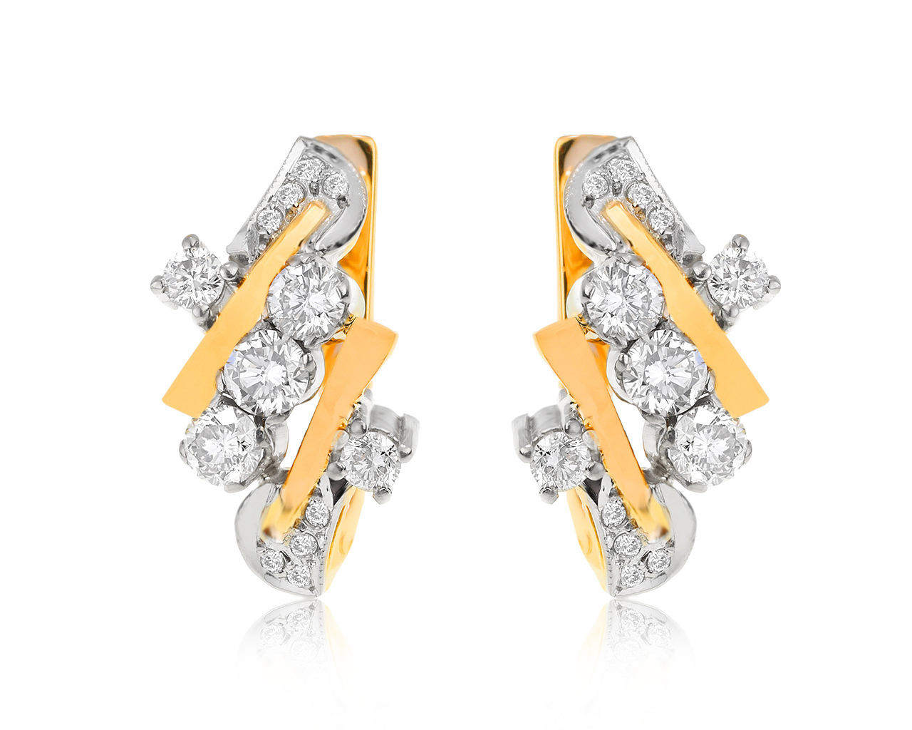 Винтажные золотые серьги с бриллиантами 1.80ct СССР
