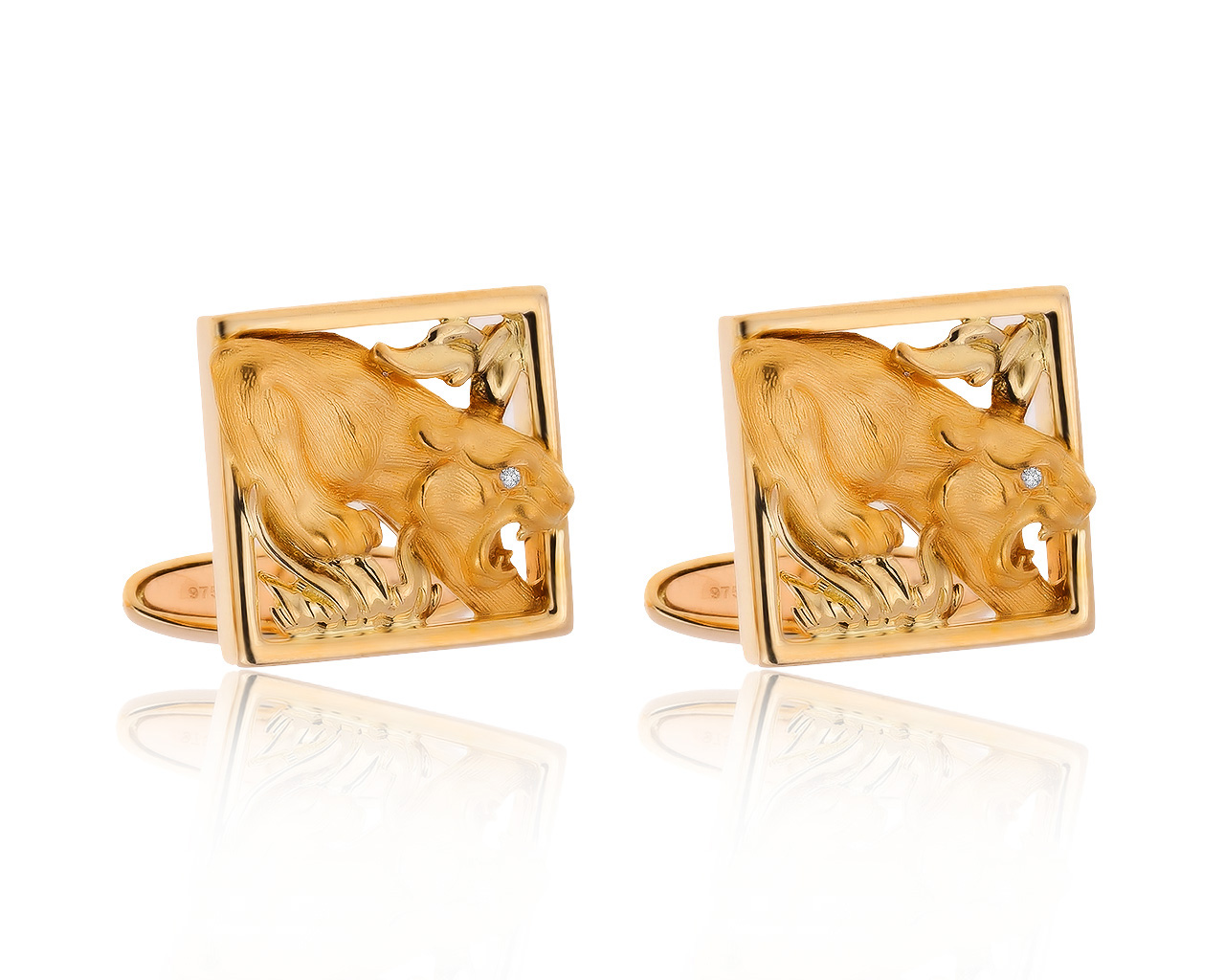 Оригинальные золотые запонки с бриллиантами 0.01ct Magerit 280620/1