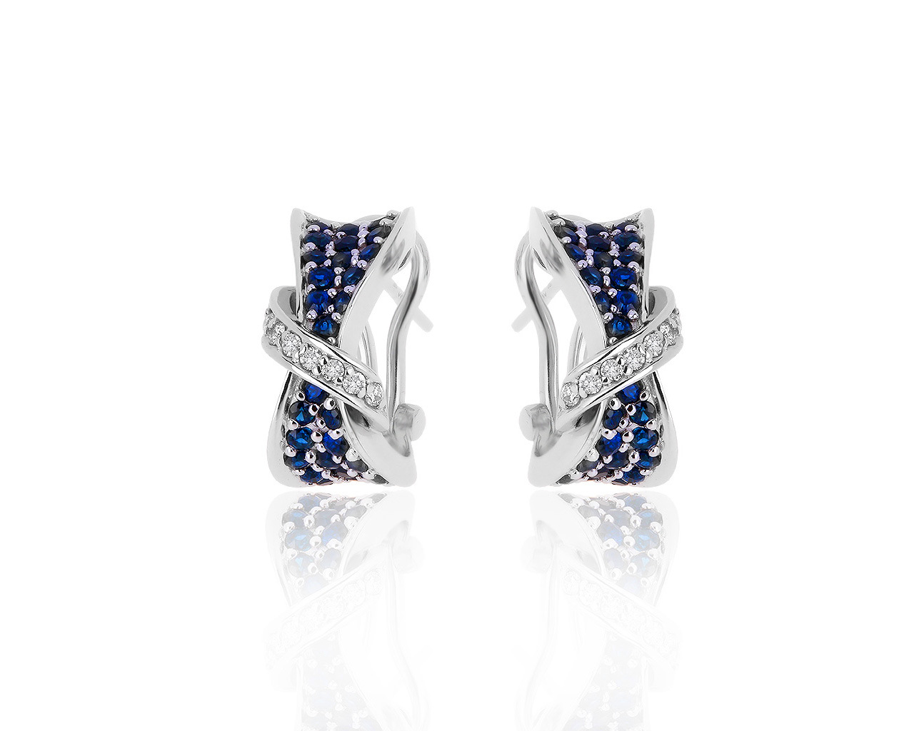 Нарядные золотые серьги с сапфирами 1.95ct 071119/7 Нарядные золотые серьги с сапфирами 1.95ct 071119/7