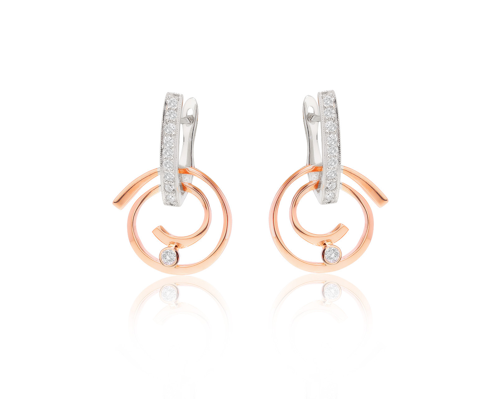 Изысканные золотые серьги с бриллиантами 0.47ct