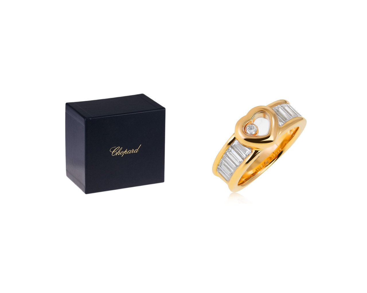 Оригинальное золотое кольцо с бриллиантами 1.45ct Chopard Happy Diamonds
