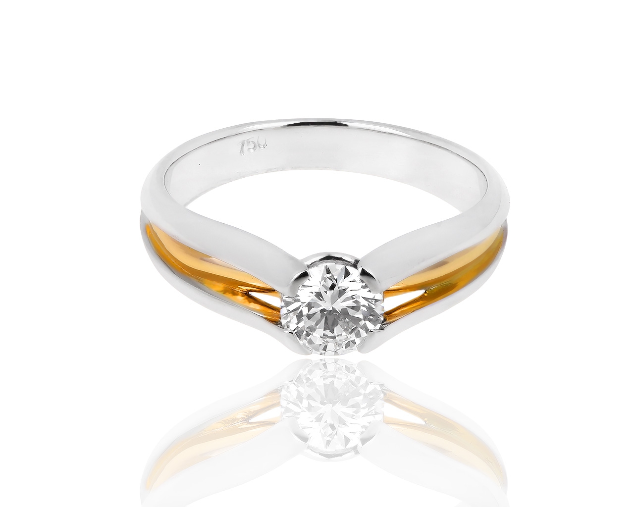 Помолвочное золотое кольцо с бриллиантом 0.51ct