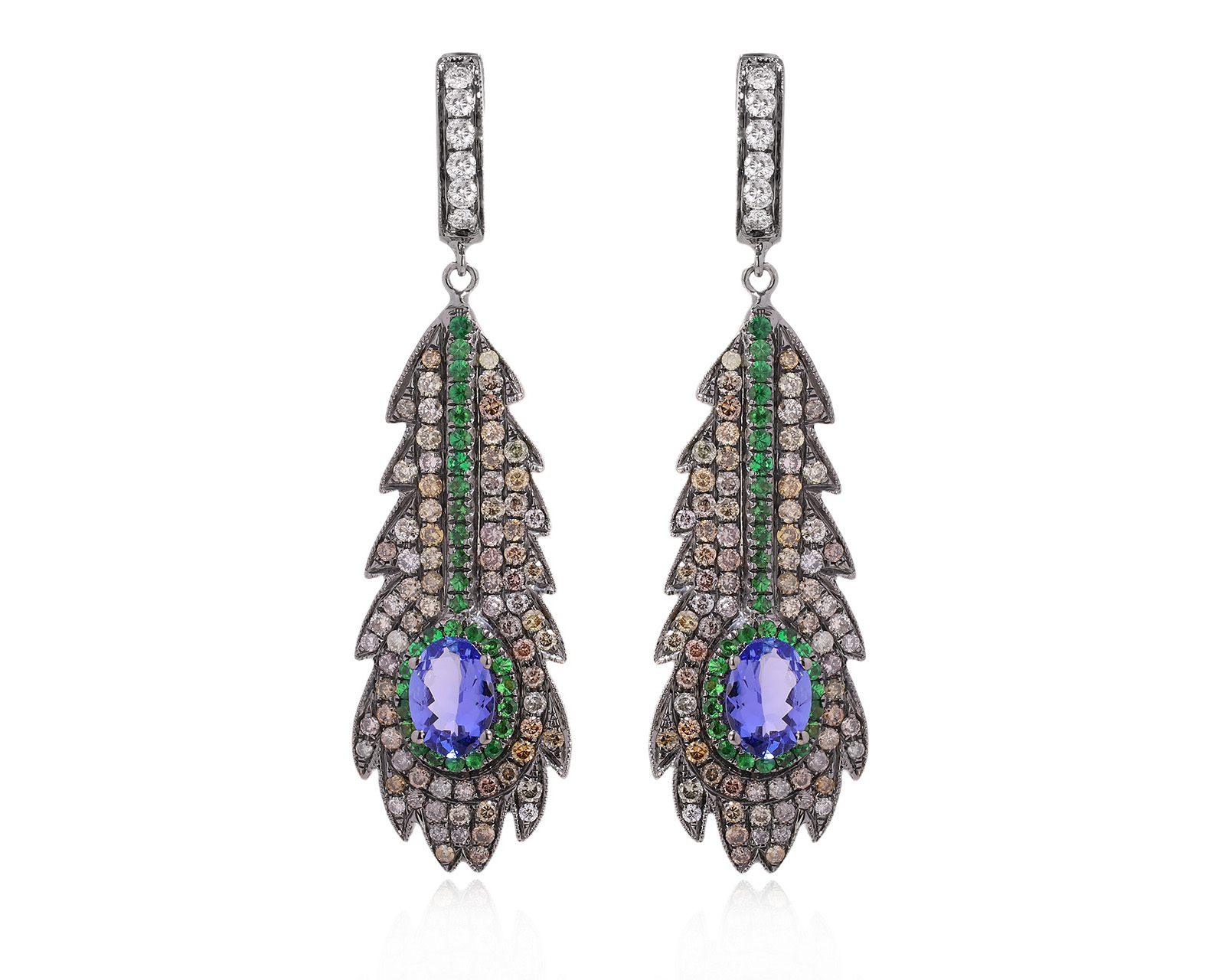 Золотые серьги с танзанитами 1.25ct и бриллиантами 1.74ct 191025/5