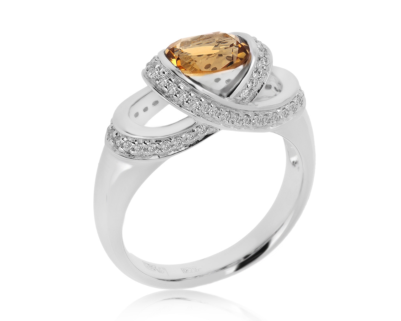 Богатое золотое кольцо с цитрином 1.00ct 110620/2