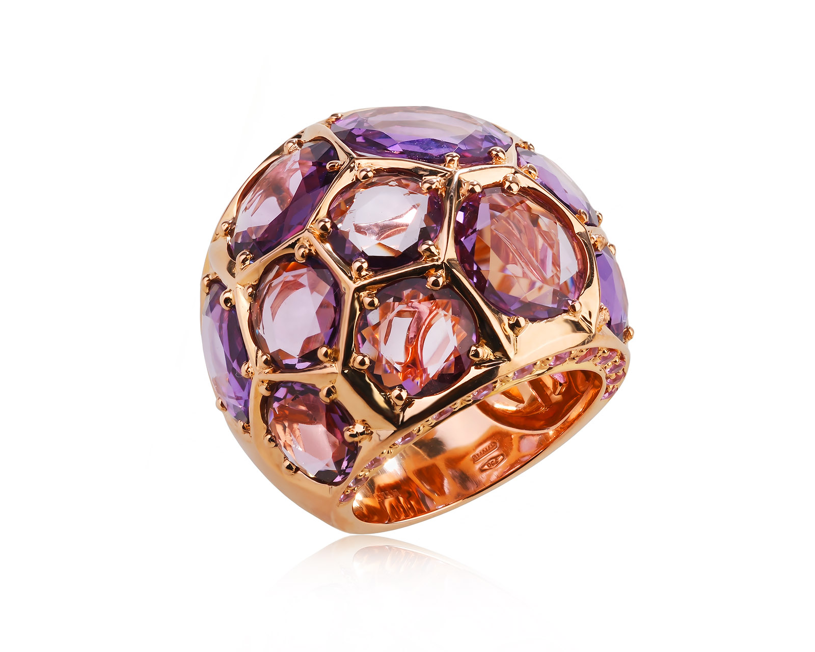Оригинальное золотое кольцо с аметистами 10.00ct MiMi Cocktail 150326/5