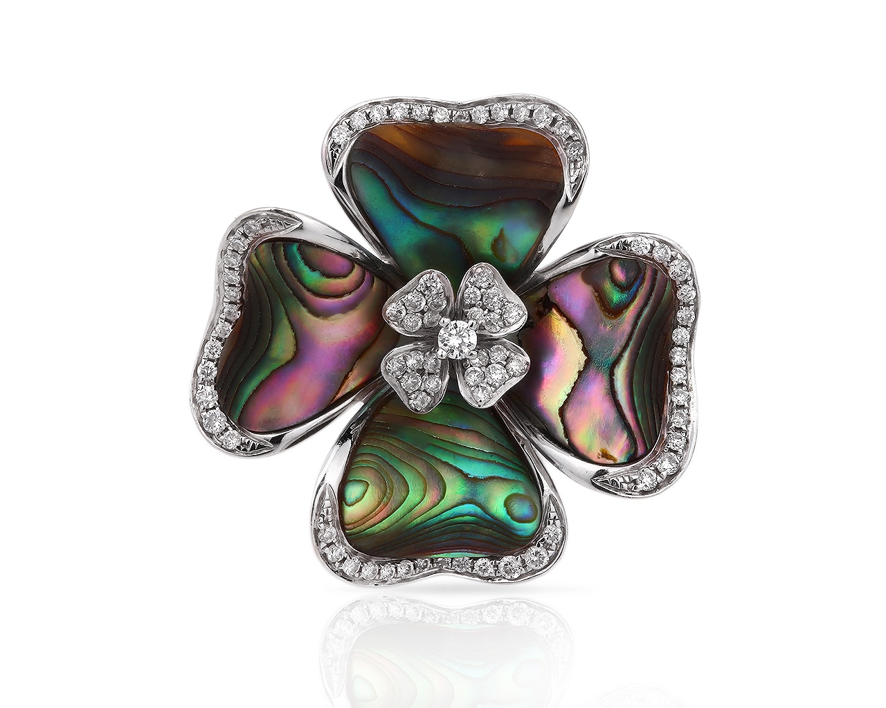 Золотое кольцо с перламутром и бриллиантами 0.33ct 110418/7