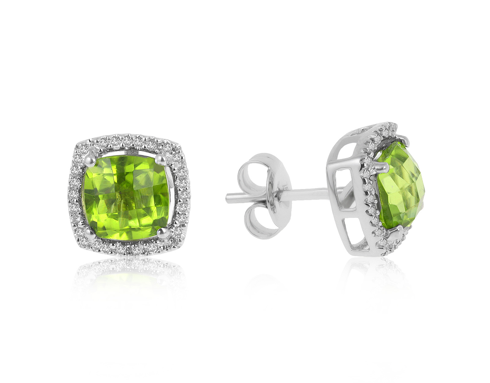 Прекрасные золотые серьги с хризолитами 2.70ct