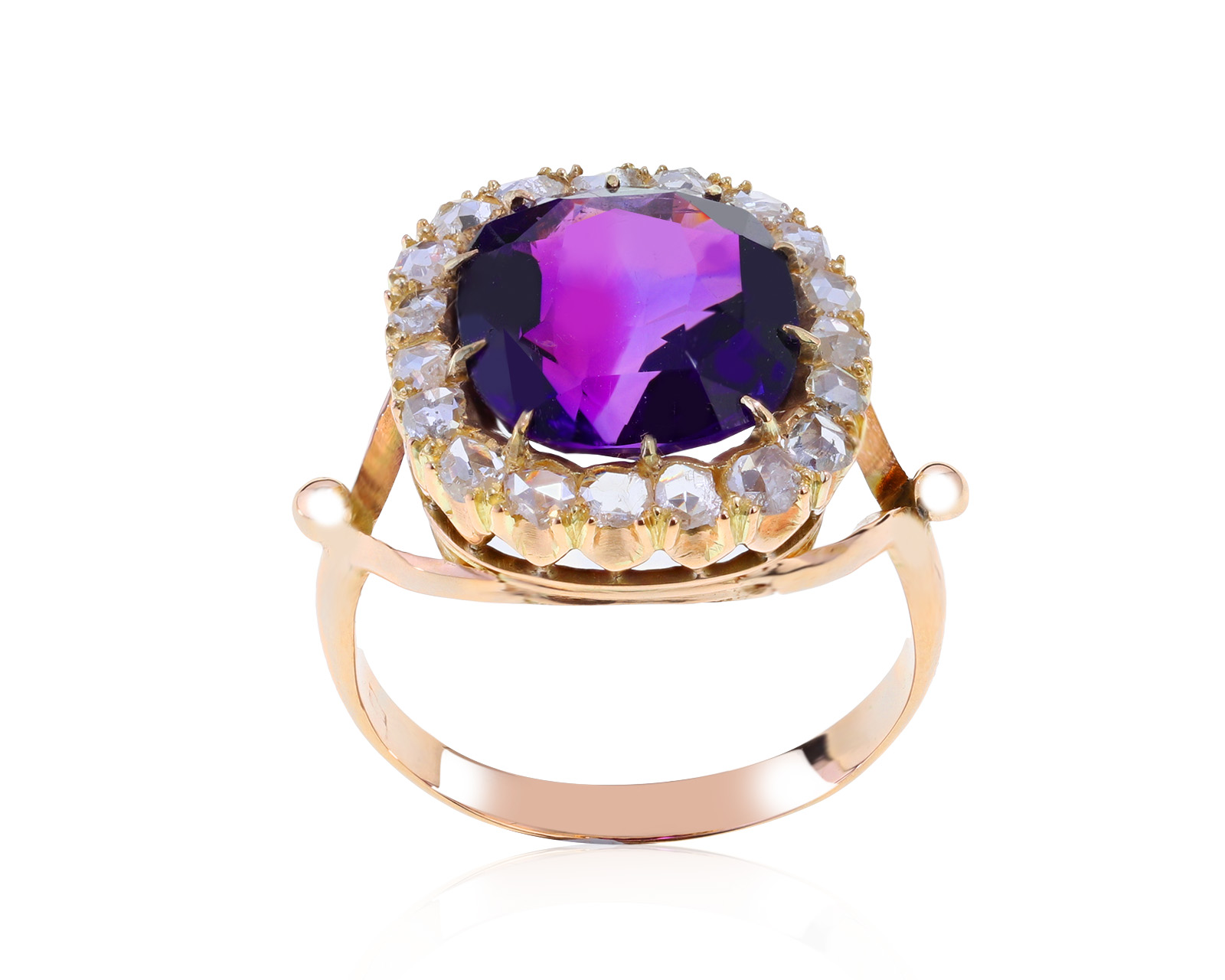 Праздничное золотое кольцо с аметистом 8.59ct 240422/3