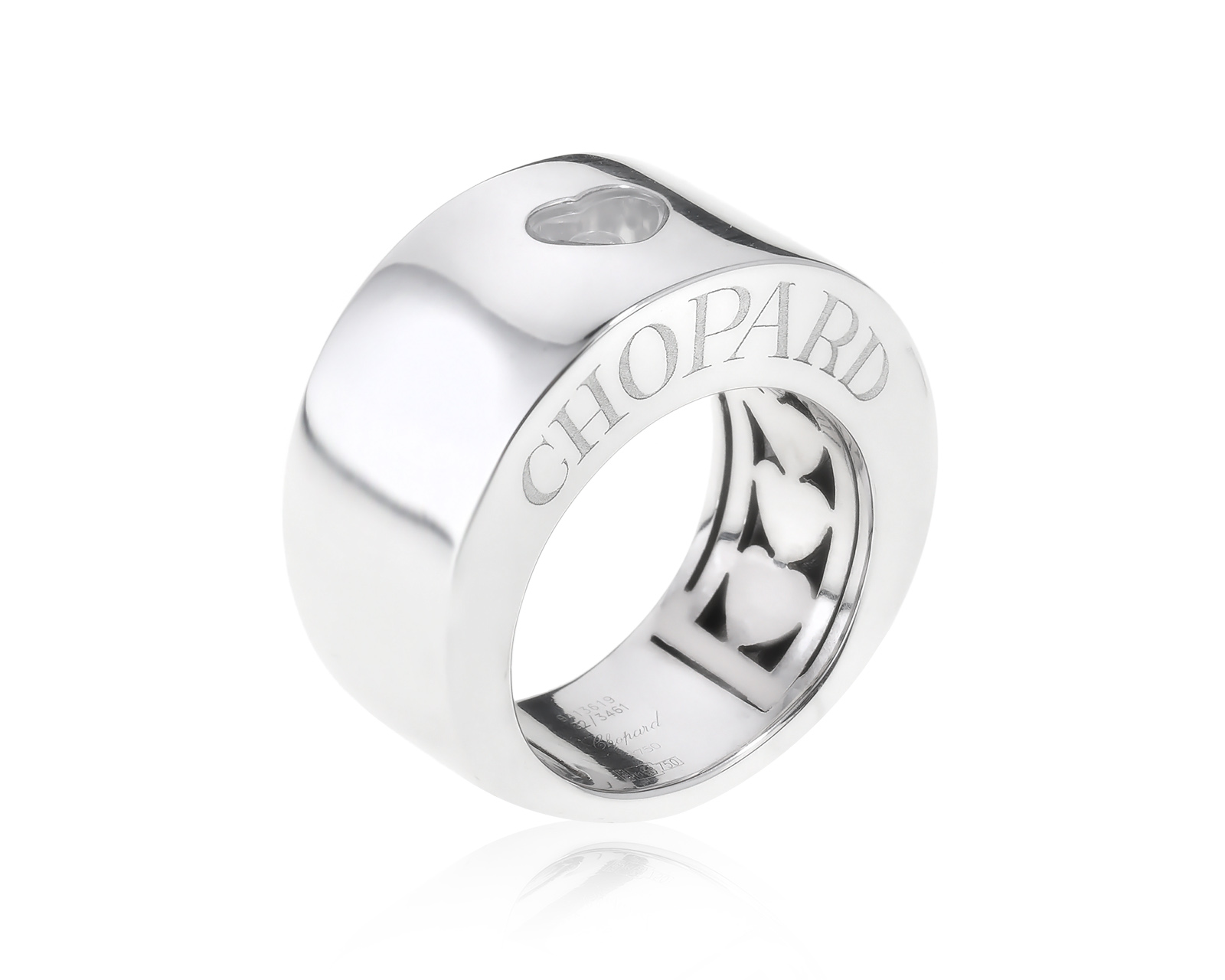 Оригинальное золотое кольцо Chopard Happy Diamond Heart Wide Band Ring 170423/3