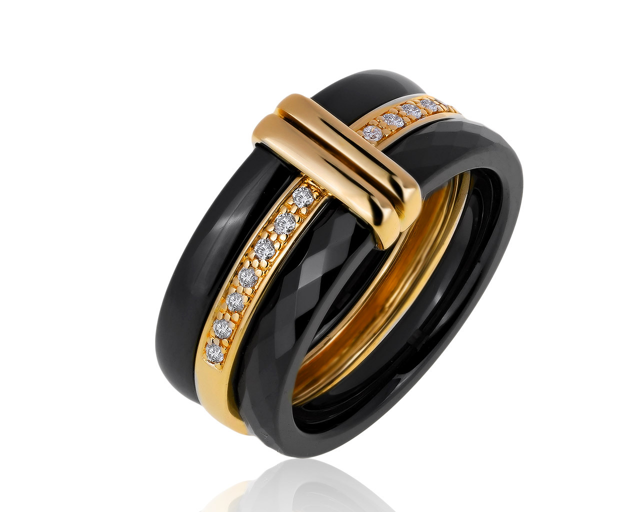 Оригинальное золотое кольцо с бриллиантами 0.12ct Guy Laroche