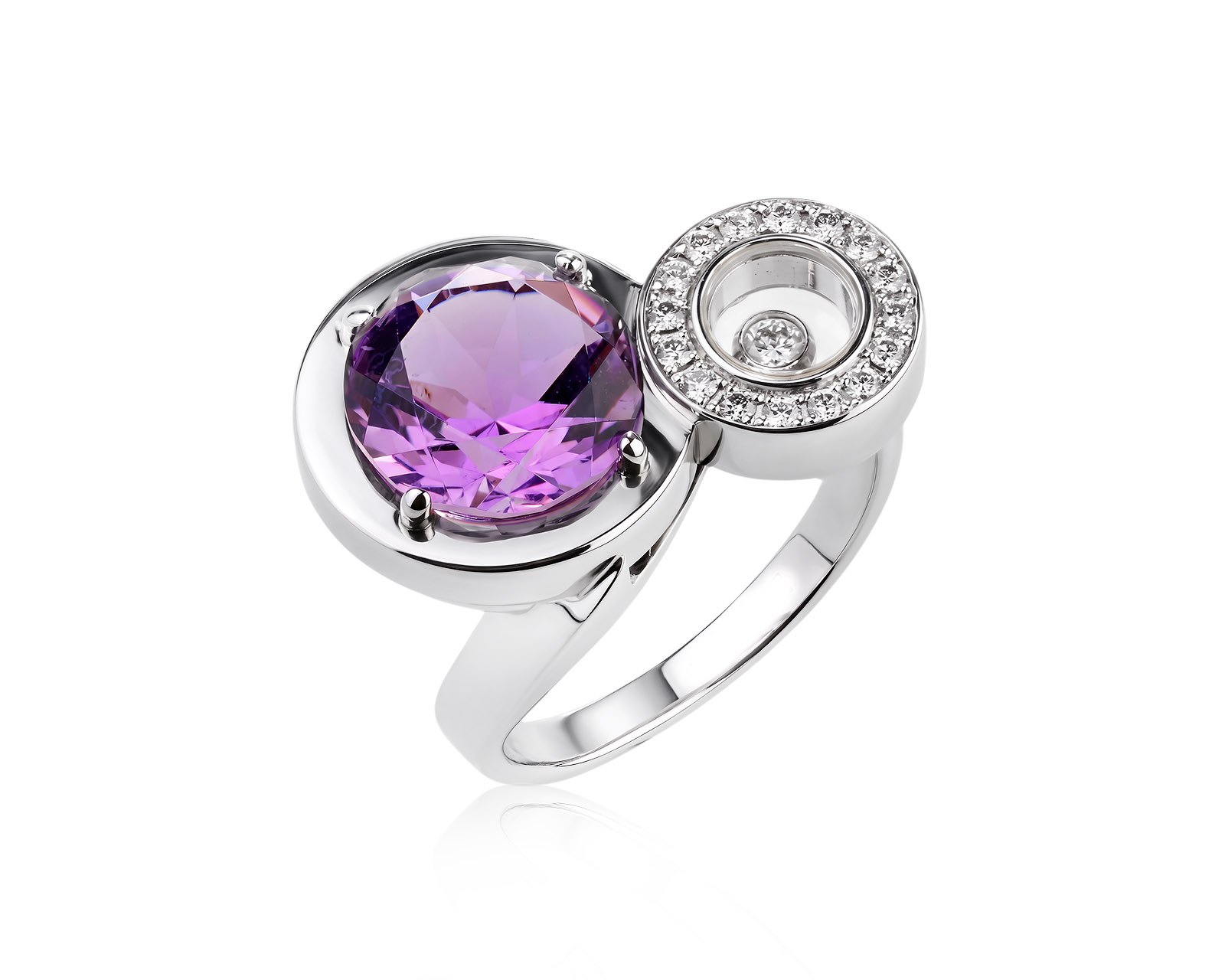 Оригинальное золотое кольцо с аметистом 3.04ct Chopard Happy Diamonds 070526/1
