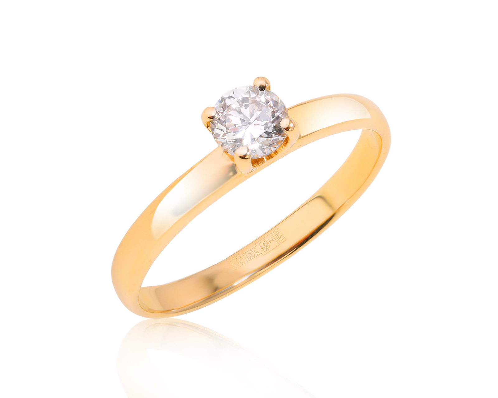 Золотое кольцо с бриллиантом 0.46ct