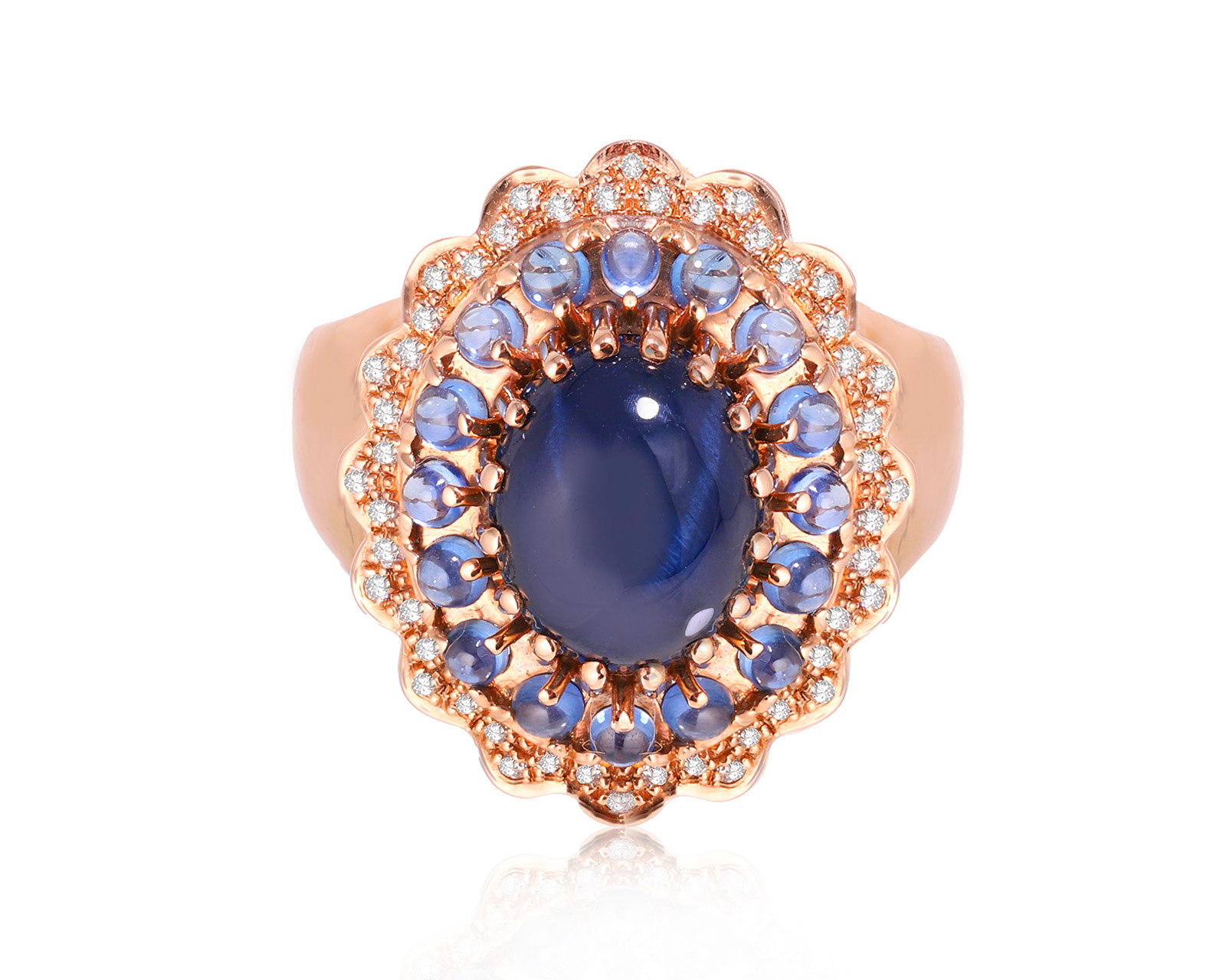 Оригинальное золотое кольцо со звездчатым сапфиром 4.16ct Maxim Demidov 280125/КМ144