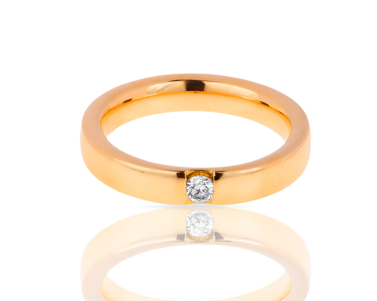 Оригинальное золотое кольцо с бриллиантом 0.07ct Damiani Veramore