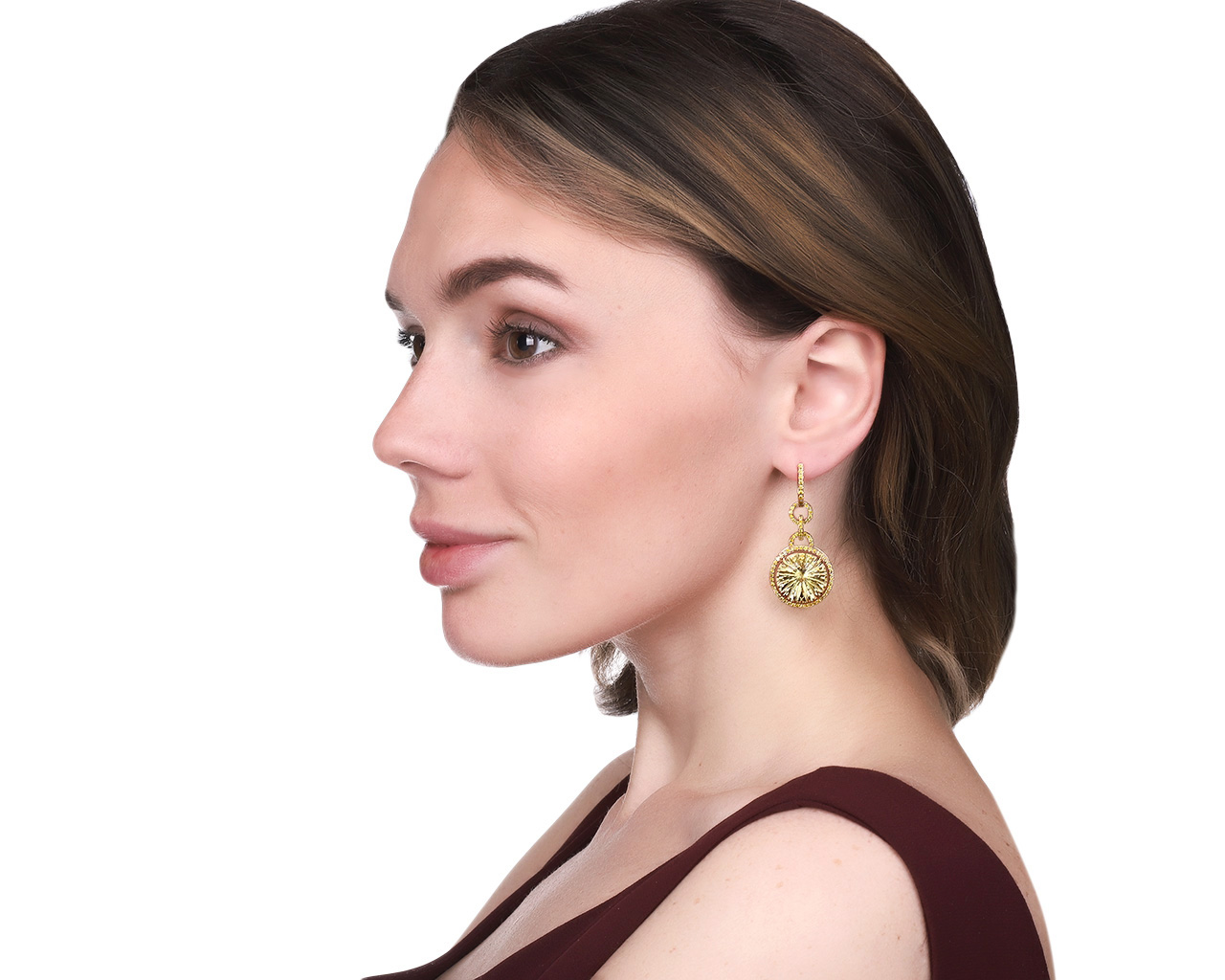 Шикарные золотые серьги с цитринами 27.56ct