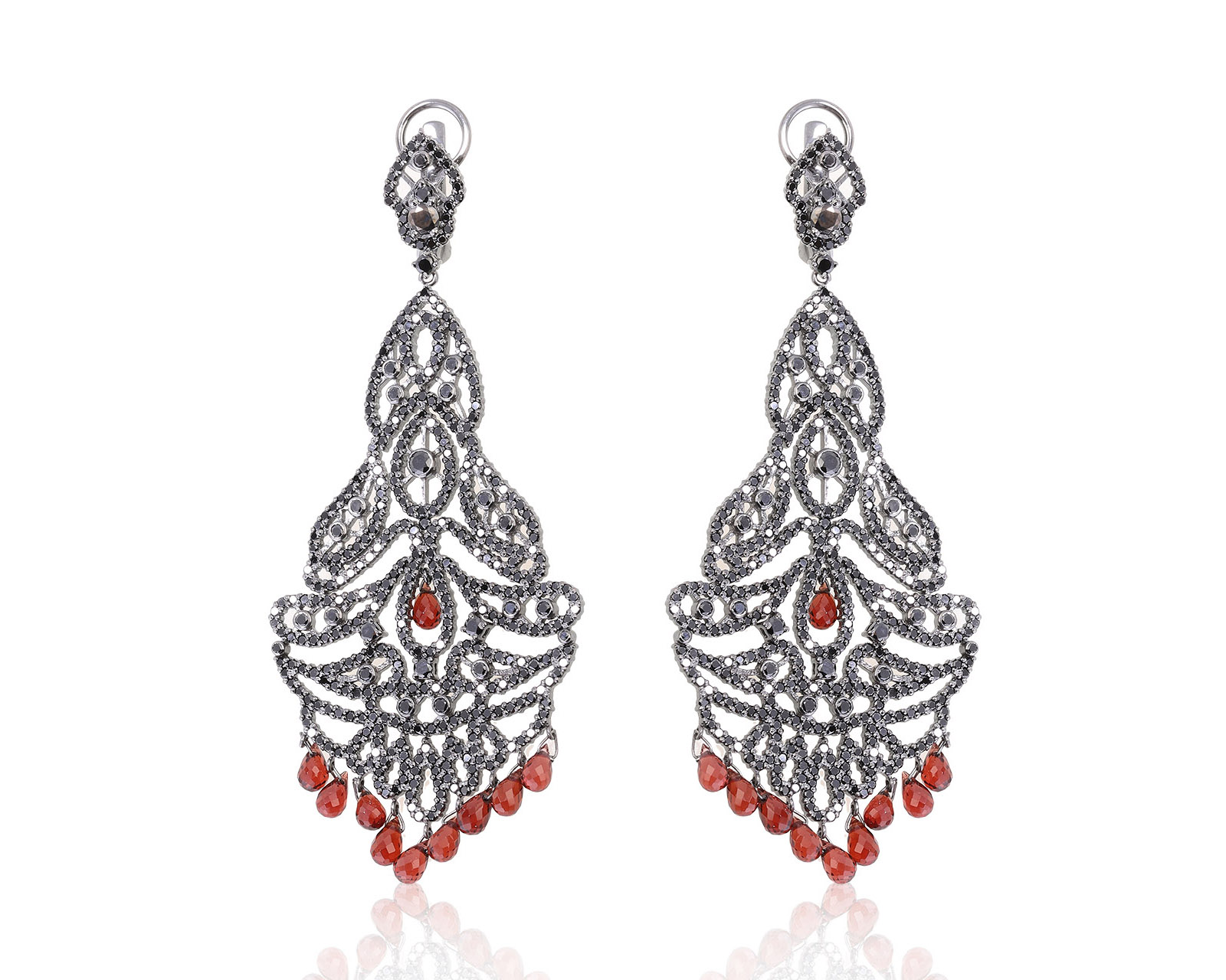 Оригинальные золотые серьги с гранатами 3.00ct Yana